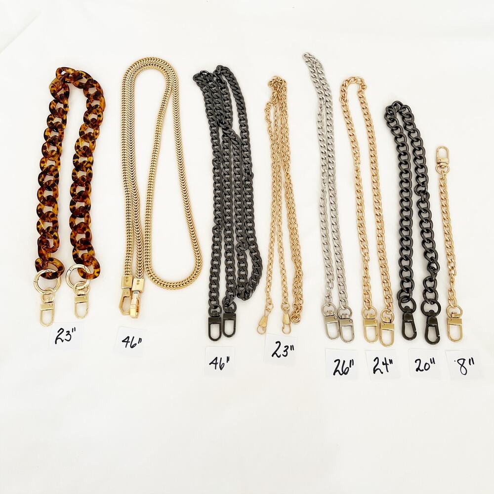 FREE SHIPPING!!! BUNDLE 8 Purse Chain Straps Assorted Sizes Gold Silver - Picture 7 of 8